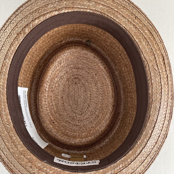 Stetson Madrigal Coconut Straw Porkpie Hat Brown Size XL - Picture 8 of 16